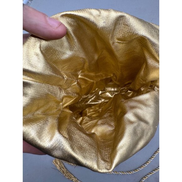 set of 2 Vintage Gold & Silver Drawstring Bag With Tassels 14x7" READ - Picture 8 of 8